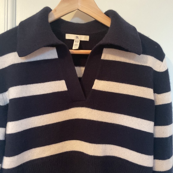 Banana Republic cashmere cropped rugby stripe sweater - Picture 3 of 10